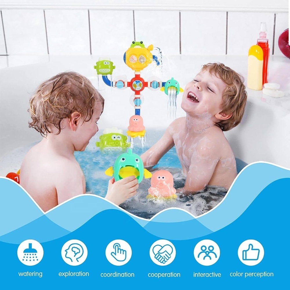 Capable toy water shower ocean animal baby bathing toy infant bathroom play water pipeline splicing spray waterfall shower toys