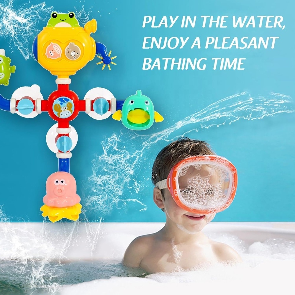 Capable toy water shower ocean animal baby bathing toy infant bathroom play water pipeline splicing spray waterfall shower toys