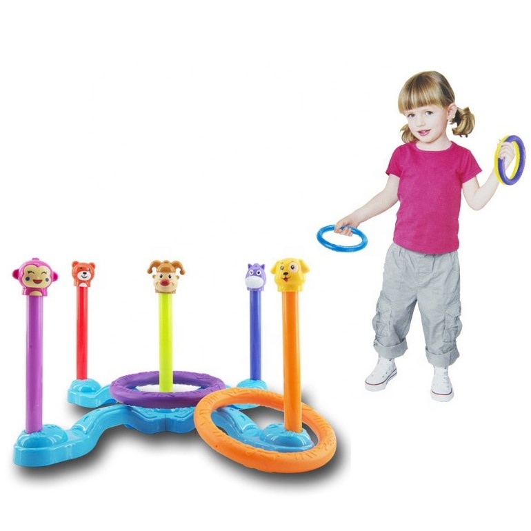 Funny educational toy play cartoon theme ring toss indoor outdoor game set throwing toys for child entertainment and family play