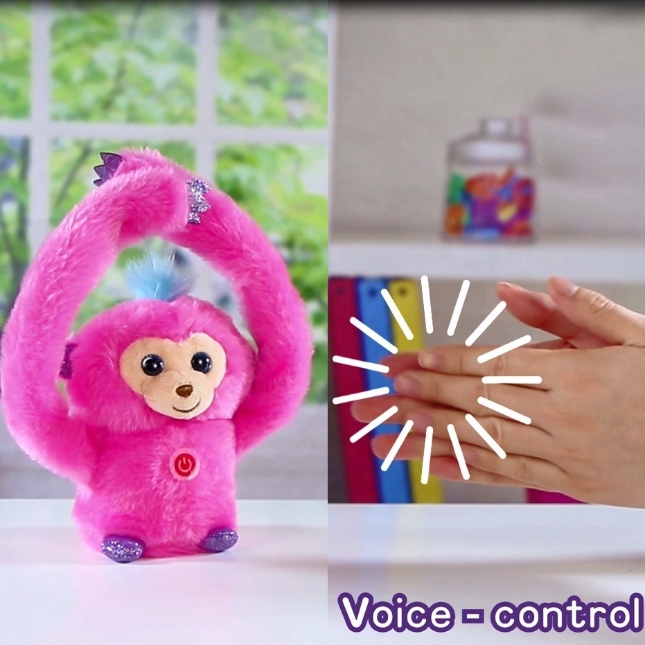 Voice control soft stuffed rolling toy animal electric tumble dancing plush monkey dolls with music recording repeat function