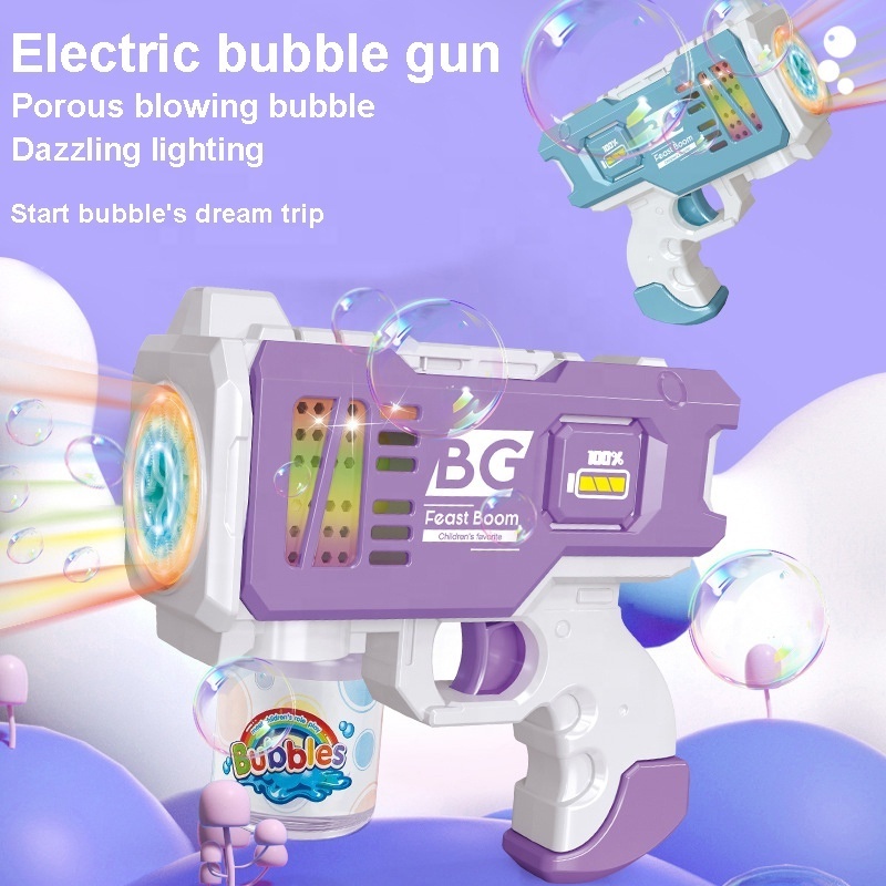 12 holes electric bubble machine gun toy kids outdoor activity bubble game battery operated bubble maker gun with colorful light