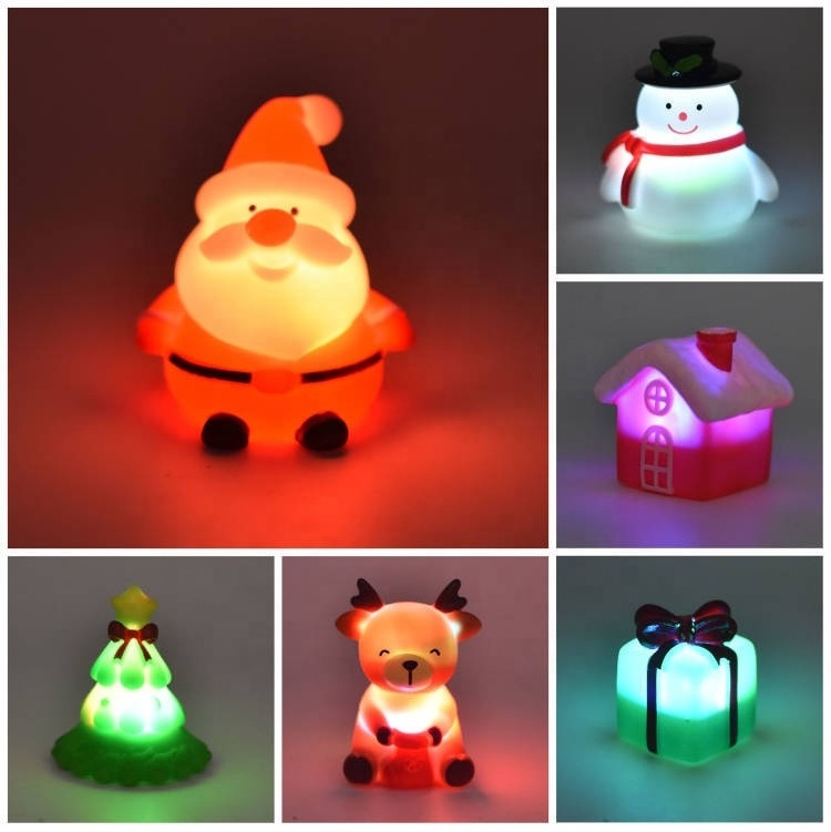 6pcs Merry Christmas toy gift light up floating bath toy touch Vinyl Christmas characters water lantern LED light glowing toy