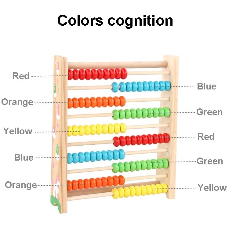 Educational math toys 10 row wooden abacus children early learning arithmetic beads calculation frame toy for kids counting tool