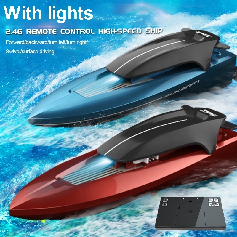 Mini rc speedboat 2.4G 4 channel racing boat remote control boat toys high speed rc electric racing boat water toy with lighting