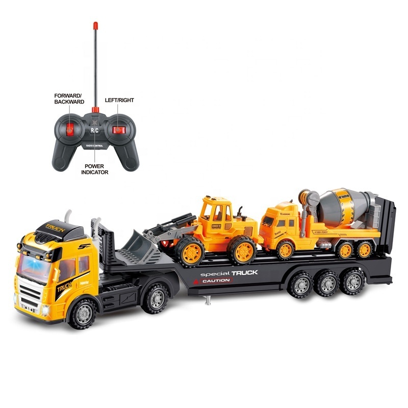 Radio control 4CH rc truck toys 4 function remote control heavy truck car kids electric engineering vehicle with light and sound