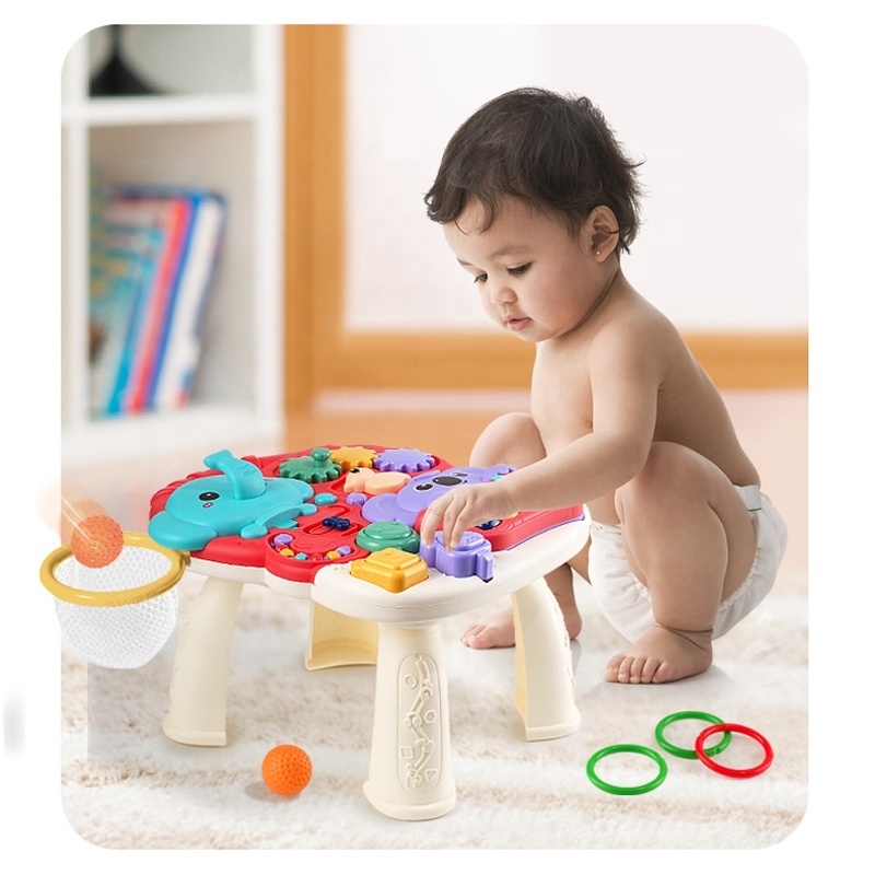 Multi-functional baby learning table activity desk bead maze baby musical toy piano early education toys for toddler with music