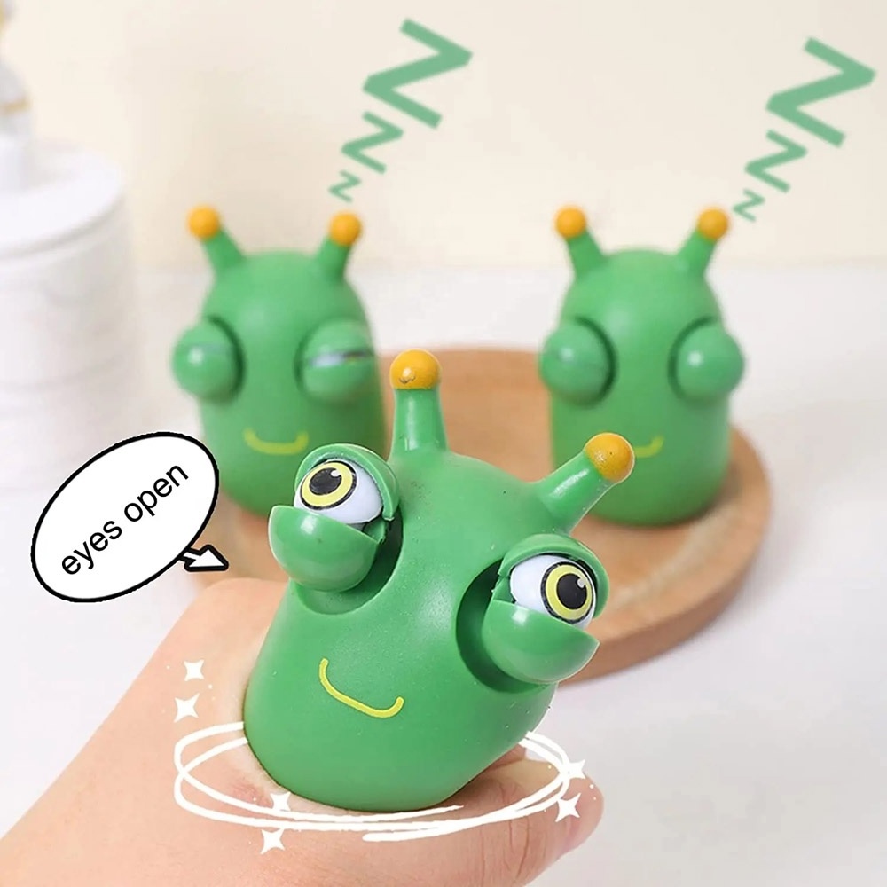 Stress relief fidget toy bug-eyed caterpillar popping worm squeeze toy funny eyeball burst squishy grass worm pinch toy for kids