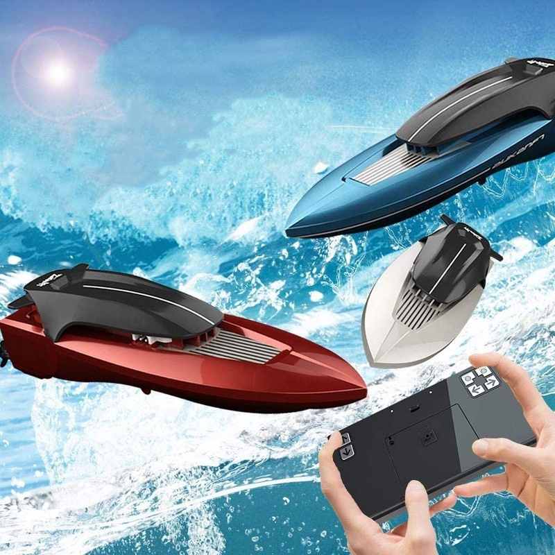 Mini rc speedboat 2.4G 4 channel racing boat remote control boat toys high speed rc electric racing boat water toy with lighting