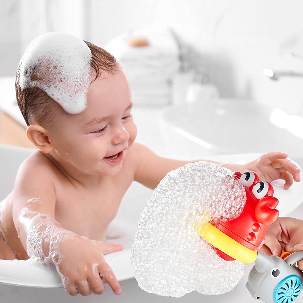 Cute water toy bath bubble playing game bathroom toys for baby bathing crab bubble machine blower combo set children bathtub toy