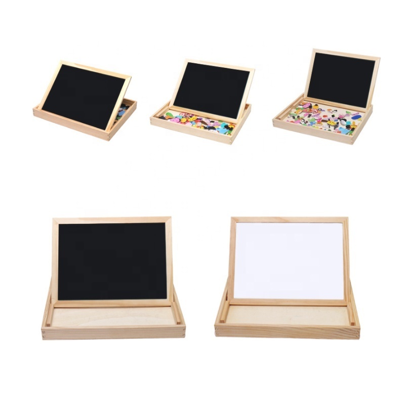 Children's wooden puzzle educational toys with diy magnetic wood 3D puzzle magnetic drawing board for kids