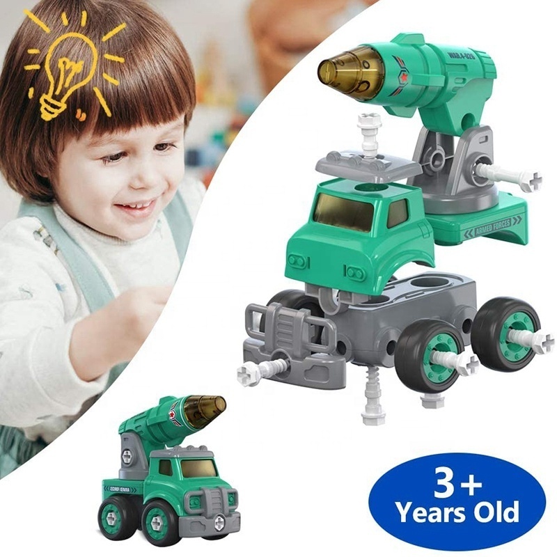 5 in 1 take apart toy vehicles transform into robot stem assembly deformation robot toy gift for kids with sound and light