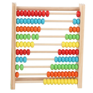 Educational math toys 10 row wooden abacus children early learning arithmetic beads calculation frame toy for kids counting tool