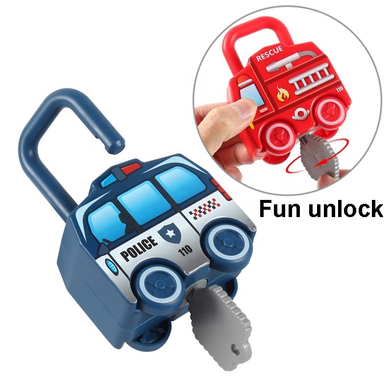 6PCS children Montessori lock toy key number matching unlock learning educational toy number lock vehicle toy for baby with keys