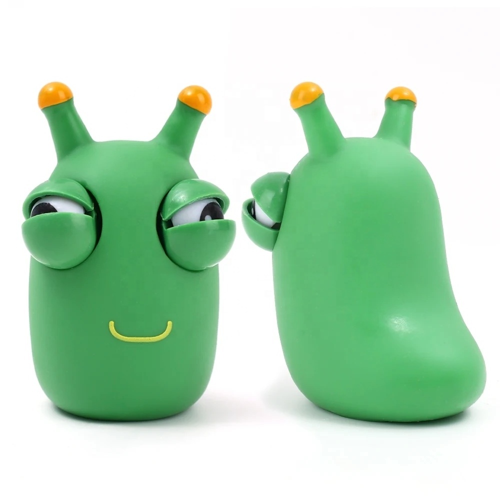 Stress relief fidget toy bug-eyed caterpillar popping worm squeeze toy funny eyeball burst squishy grass worm pinch toy for kids