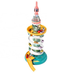 New arrival multi layer pearl tower vehicle DIY assembly parking garage toy slot track car toy parking lot with music and light