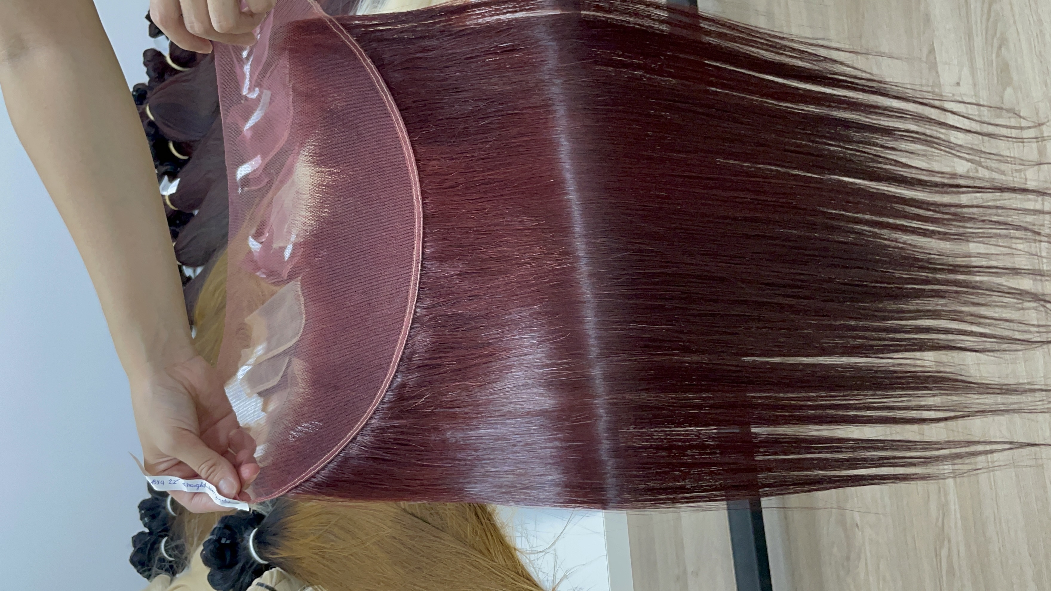 Raw Vietnamese Straight Hair, Purple Color Bone Straight Human Hair Weave Bundles Ready To Ship In April 2024