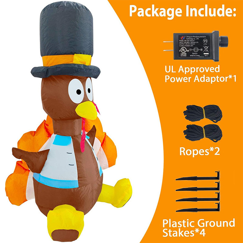 Custom Size Air Blower Indoor Outdoor Lawn Halloween Turkey 3.5 Ft Cute Thanksgiving Decorations Inflatables