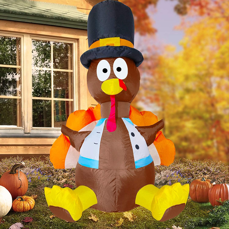 Custom Size Air Blower Indoor Outdoor Lawn Halloween Turkey 3.5 Ft Cute Thanksgiving Decorations Inflatables