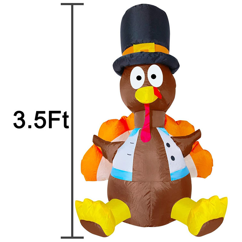 Custom Size Air Blower Indoor Outdoor Lawn Halloween Turkey 3.5 Ft Cute Thanksgiving Decorations Inflatables