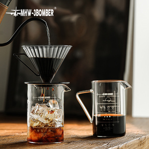 MHW-3BOMBER 360ml 500ml Coffee Glass Measuring Cup Espresso Sharing Pot Insulated handle V-Shaped Spout Home Kitchen Accessories