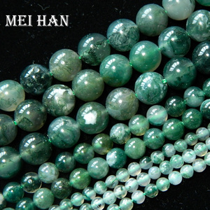 Natural stone A+ Green Moss Agate beads semi-precious loose gemstones wholesale for jewelry DIY design making