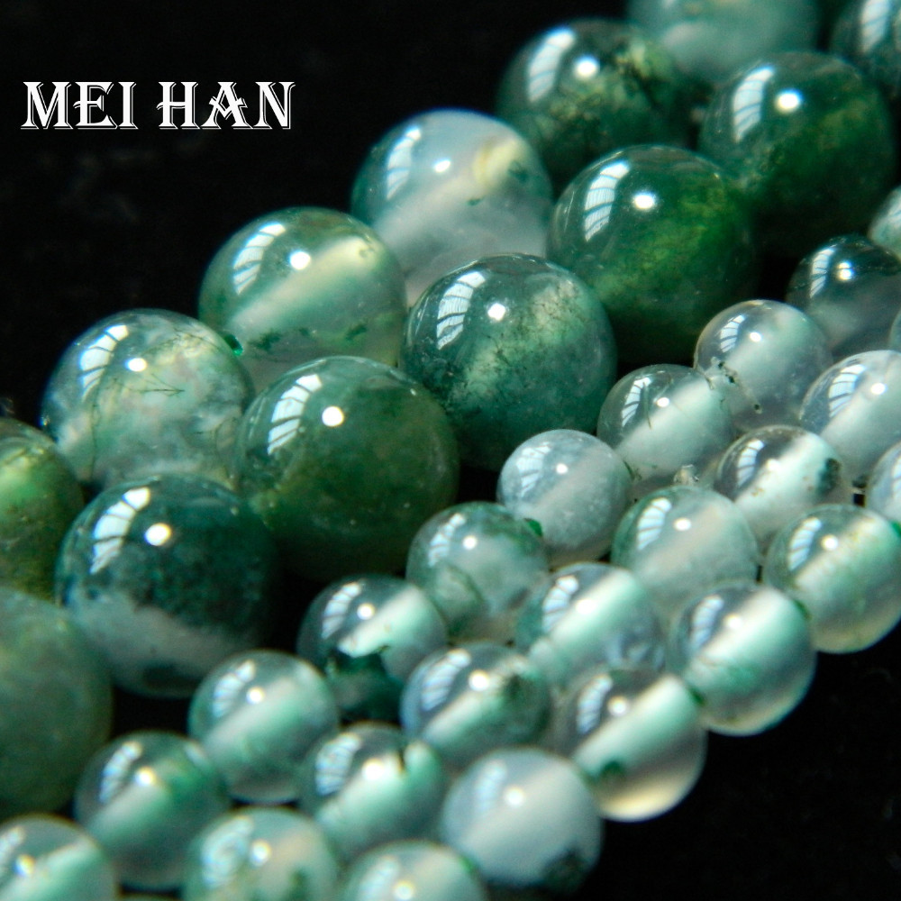 Natural stone A+ Green Moss Agate beads semi-precious loose gemstones wholesale for jewelry DIY design making