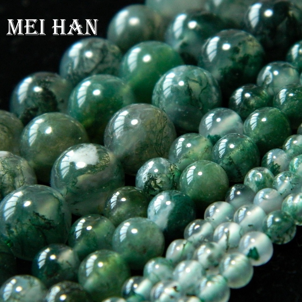 Natural stone A+ Green Moss Agate beads semi-precious loose gemstones wholesale for jewelry DIY design making