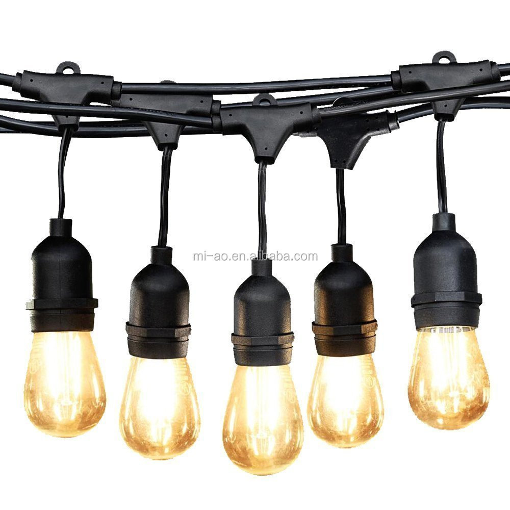 48Ft 15pcs Vintage Edison Bulbs Included IP65 waterproof E26 lampholder led christmas string lights for celebration