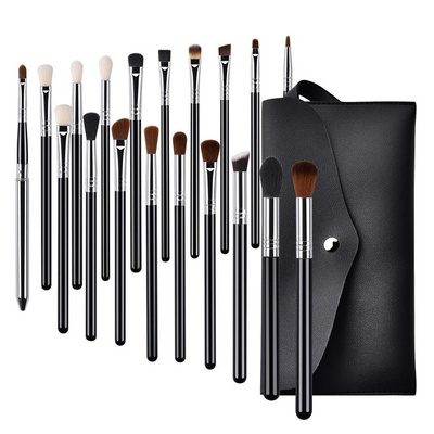 Mia Beauty 19pcs Private Label Professional Eye Shader Makeup Brushes, Blending Crease Highlight Eyebrow Eyeshadow Brush Set