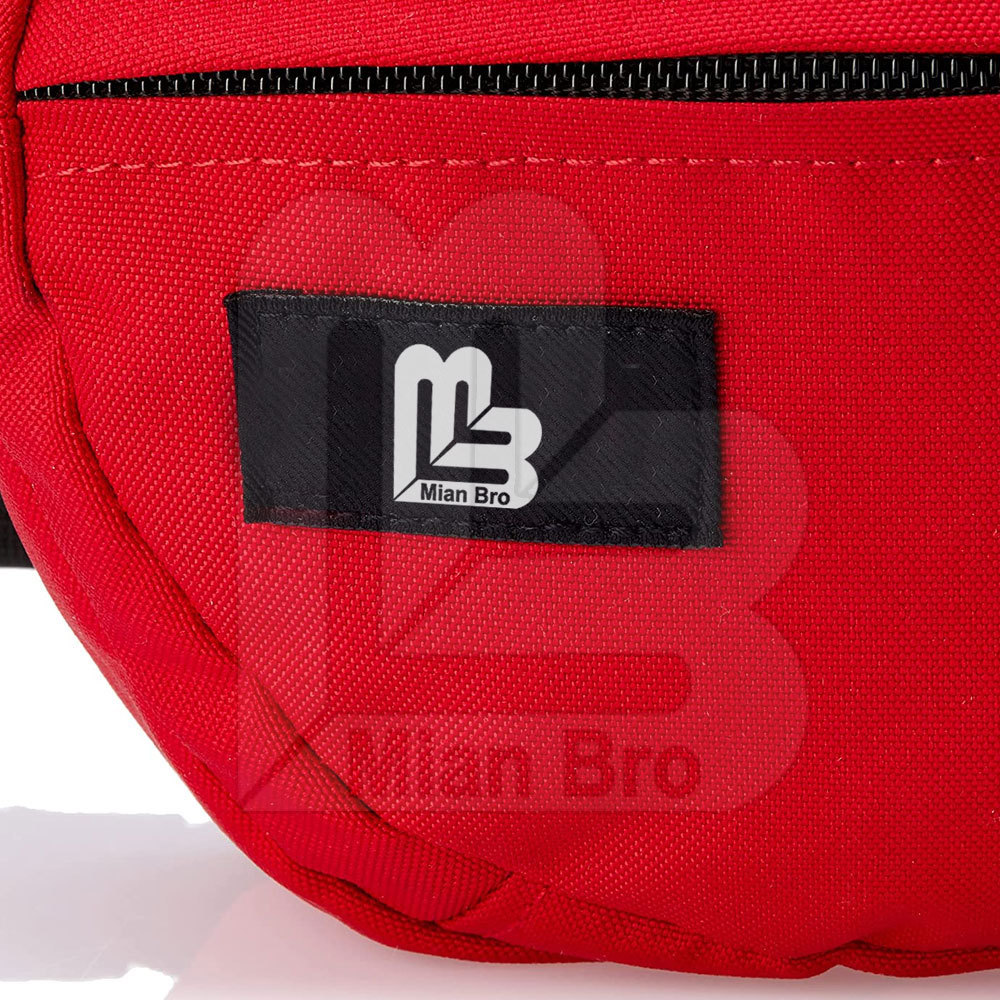 Wholesale Outdoor Men Waist Bag Running Polyester Nylon Waterproof Plain Red Color Front Zipper Fanny Pack