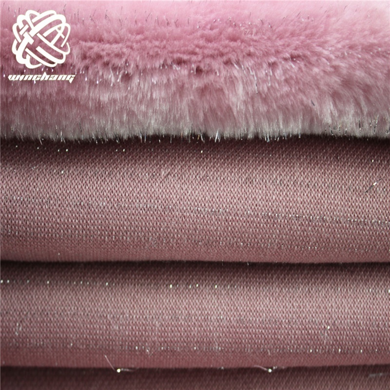 2021 Fashion Style Artificial Polyester Pink Boa Faux Fur With Silver Mettalic Faux Fur Artificial Fur Plush Fabric For Toys