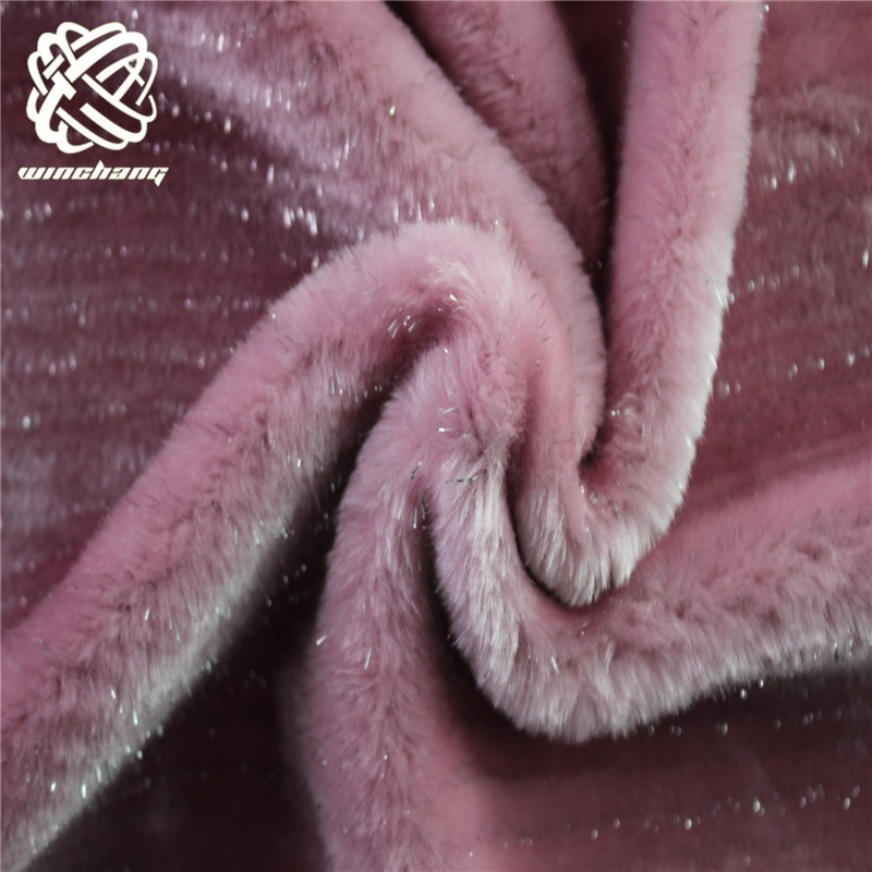 2021 Fashion Style Artificial Polyester Pink Boa Faux Fur With Silver Mettalic Faux Fur Artificial Fur Plush Fabric For Toys