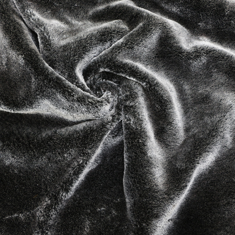 China Manufacturer Wholesale 10mm 100%Polyester Black Frost Boa Faux Fake Fur Plush Fabric For Shoes