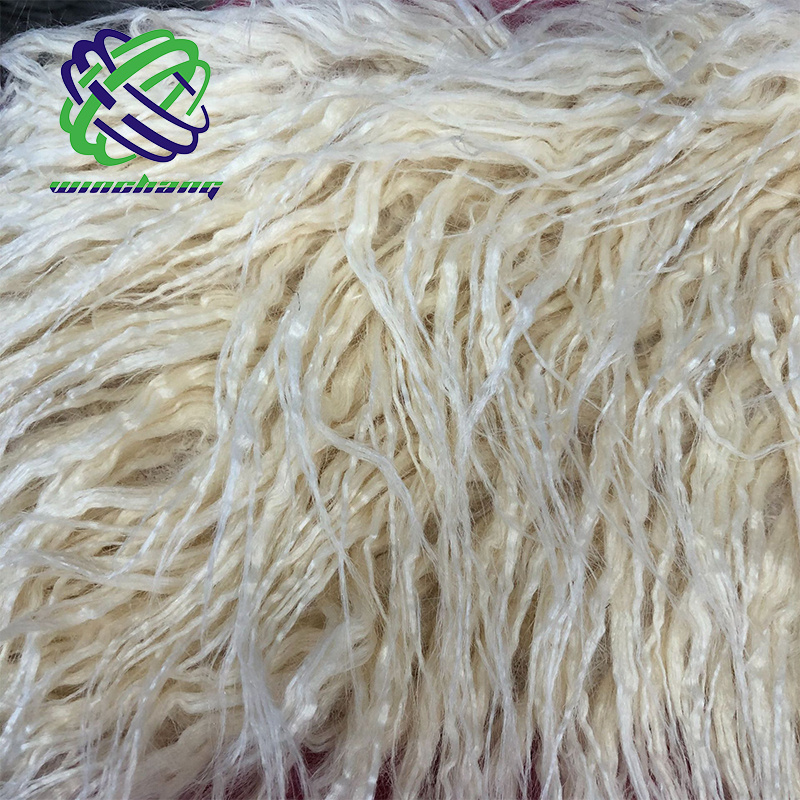 Keqiao Factory 100mm Long Hair Fuzzy Shaggy Mongolian Lamb Faux Tibetan Fur Fabric For Jacket Shoe Sofa