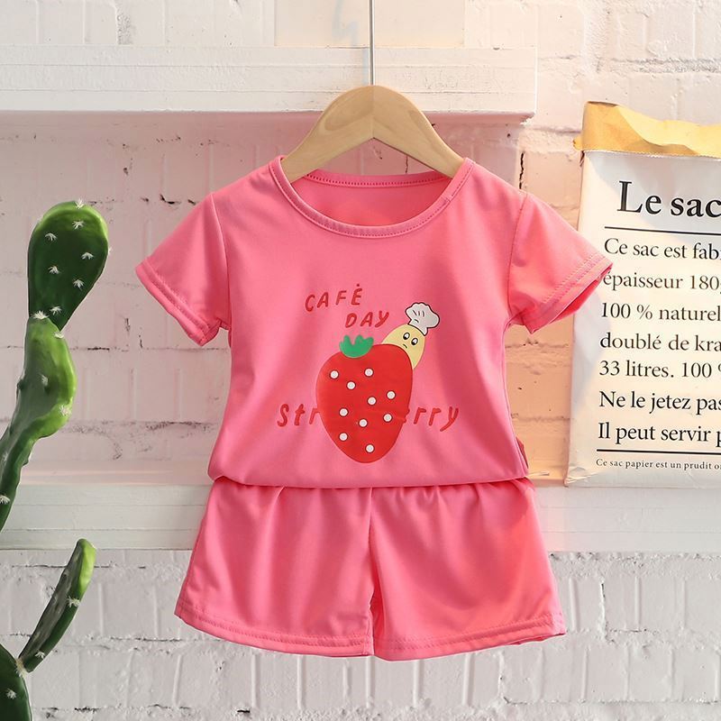 Girls princess suit baby summer clothes thin foreign style cartoon short-sleeved shorts cute outer clothes