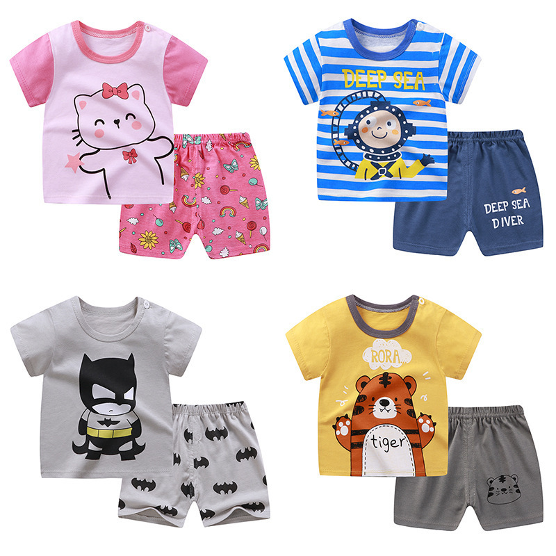 Children's clothing wholesale boy 0-7 year sportswear clothing children's clothing cotton printed t-shirts and shorts