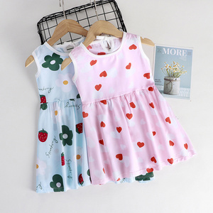 2022 Summer Girls Pajamas Cotton Silk Princess Girl Casual Vest Dress with high quality