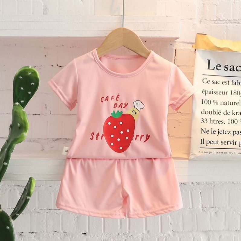 Girls princess suit baby summer clothes thin foreign style cartoon short-sleeved shorts cute outer clothes