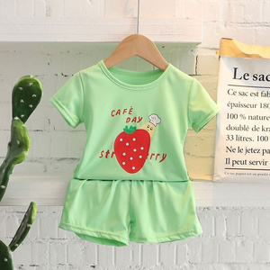 Girls princess suit baby summer clothes thin foreign style cartoon short-sleeved shorts cute outer clothes