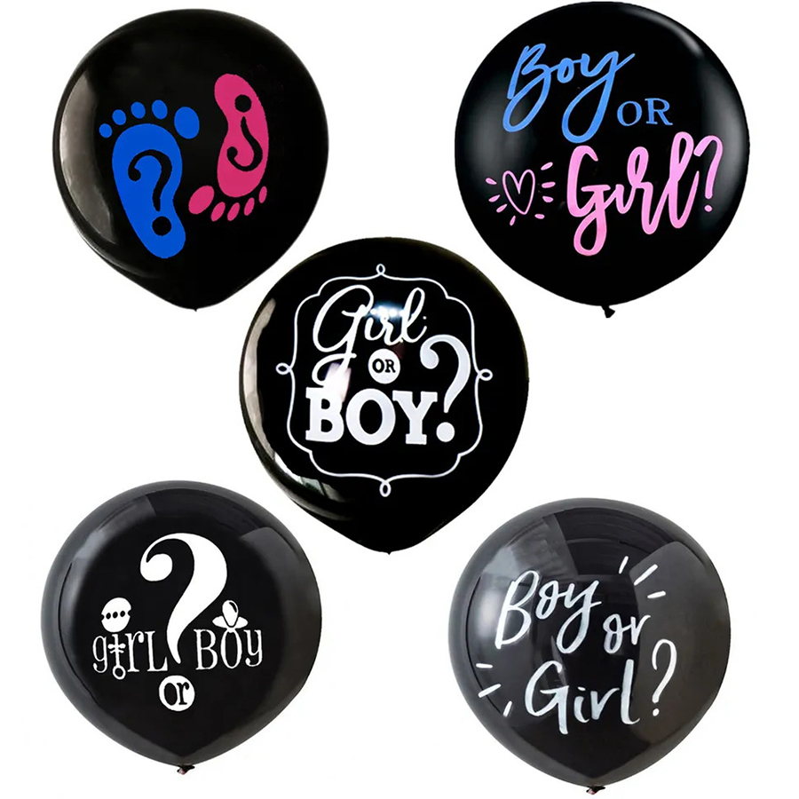 36 Inch Girl Boy Gender Reveal Confetti Balloons Black Boy Or Girl Balloon Come With Blue Pink Confetti For Baby Shower