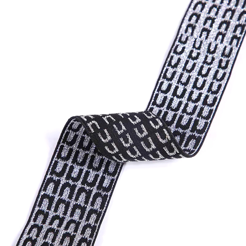 Professional factory luxury Lurex jacquard customized underwear webbing nylon waistband Elastic band strap