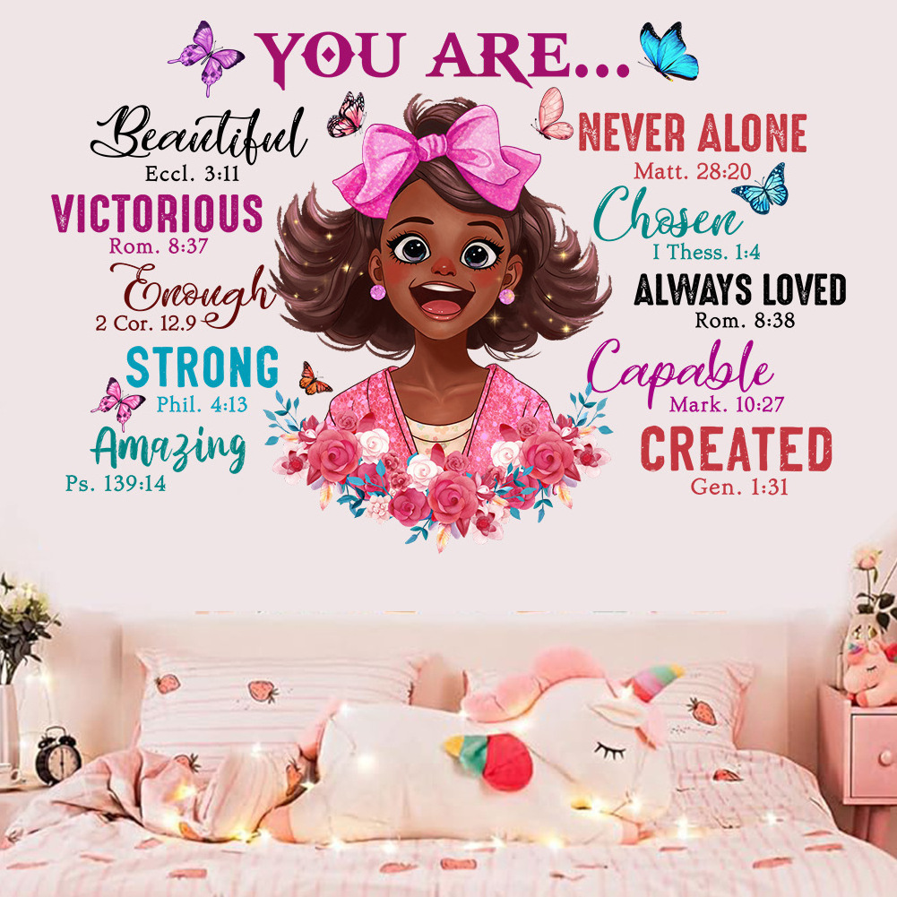 black girl bedroom decoration transparent motivational sticker paper for wall