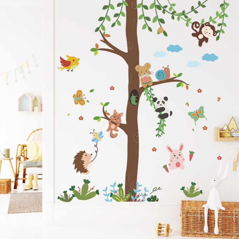 self adhesive cartoon woodland tree beautiful bed room wall stickers