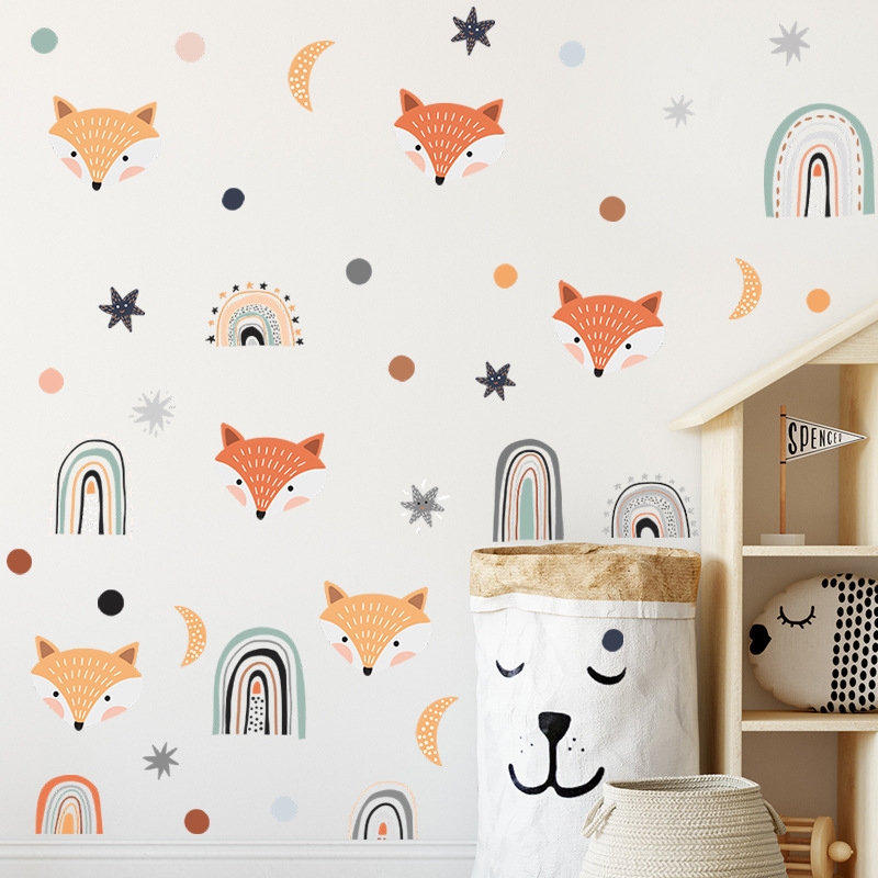 Cartoon Rainbow Wall Stickers Decals Newest Boho Style Removable Self Adhesive Pvc for Kids Home Decoration 3D 1pc/opp Bag 10pcs