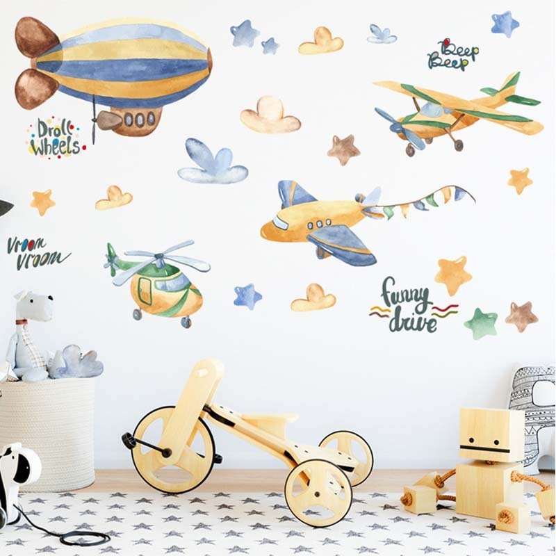 PVC removable kids room china wall stickers for home decrotaion airplane nursery wall mural decals