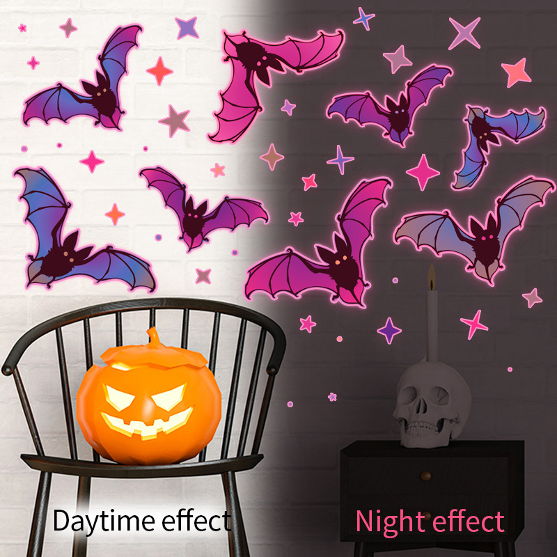 Halloween decoration 3d bat fluorescent luminous wall stickers