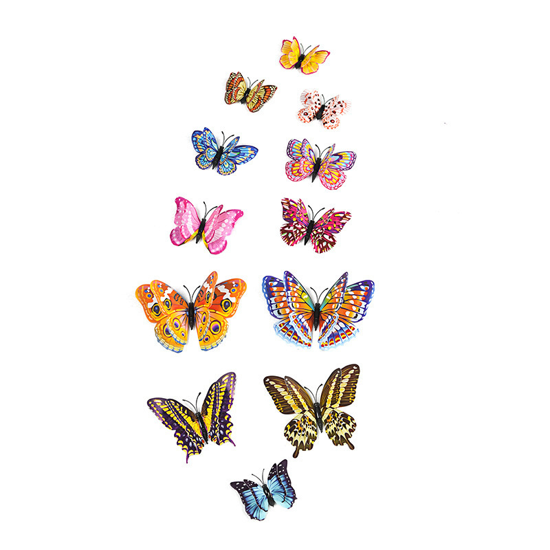 12pc/set home wall decoration adhesive double wing glow in the dark luminous butterfly stickers