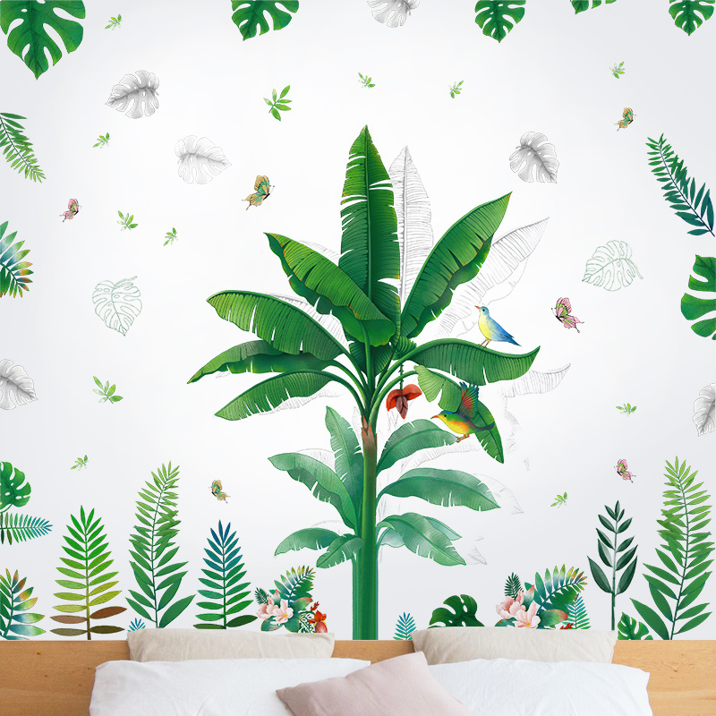 home decor large green leaf adhesive abstract 3d arch wall decal