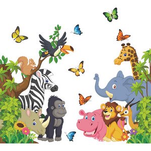 kids room cartoon jungle animal peel and stick wall decal