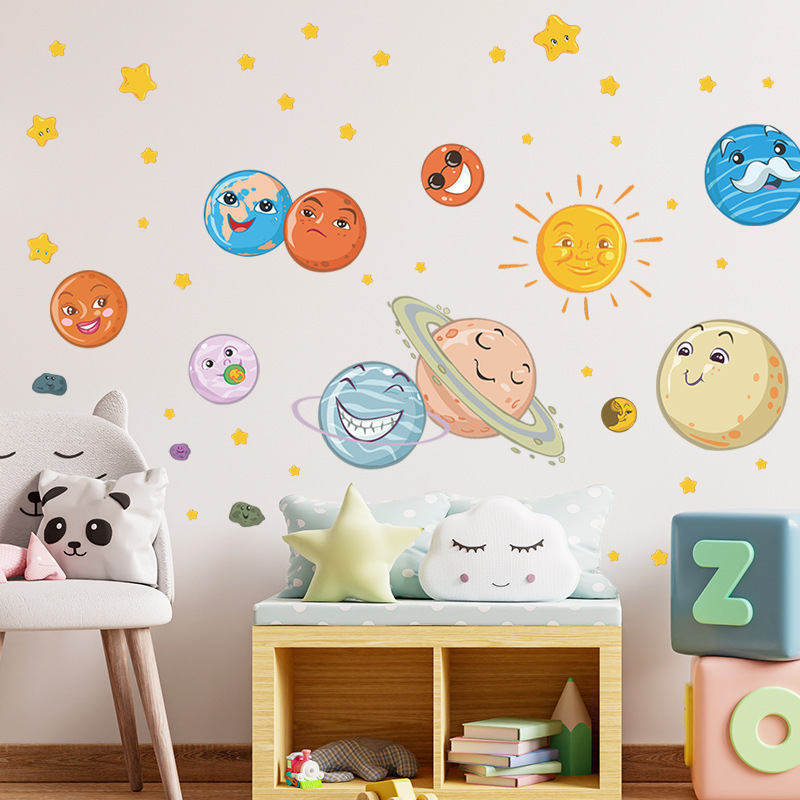 nursery decoration self adhesive cartoon sun 3d space wall decal